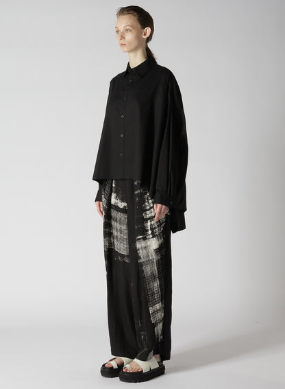 [Y's BORN PRODUCT] THIN COTTON TWILL DOUBLE FRONT OVERSIZED SHIRT