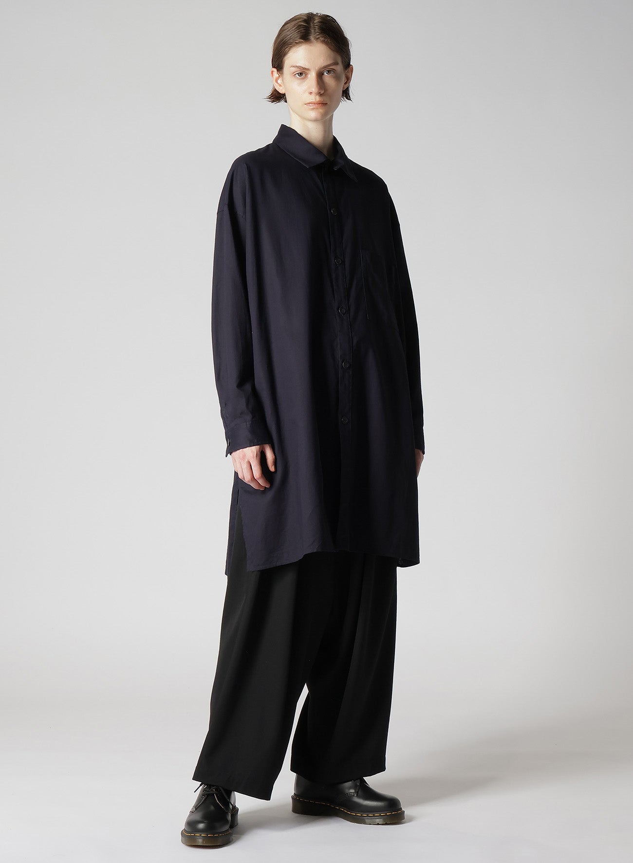 [Y's BORN PRODUCT] THIN COTTON TWILL OVERSIZED LONGSLEEVE SHIRT