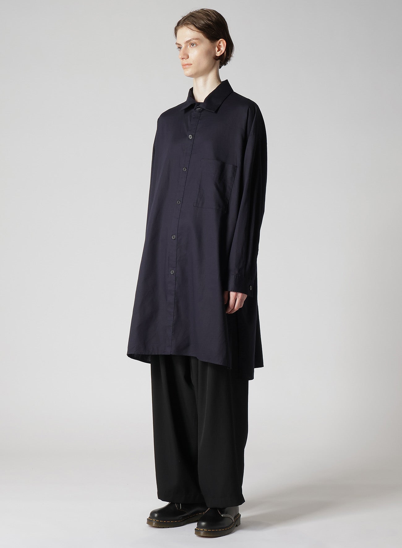 [Y's BORN PRODUCT] THIN COTTON TWILL OVERSIZED LONGSLEEVE SHIRT