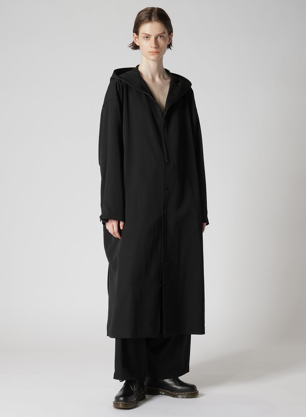 WOOL GABARDINE HOODIE COAT