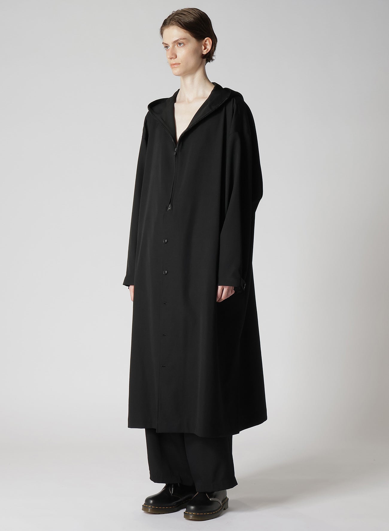 WOOL GABARDINE HOODIE COAT