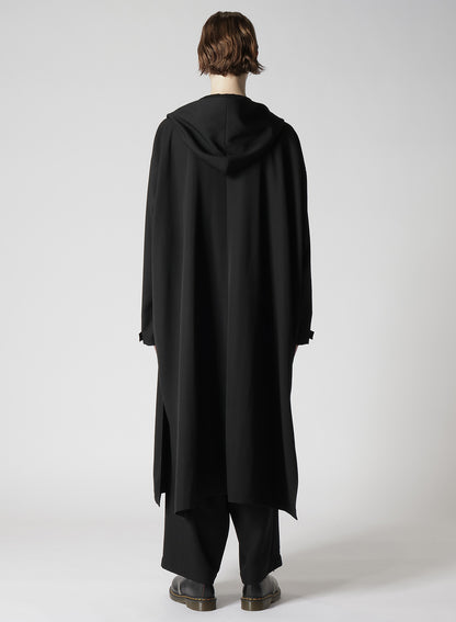 WOOL GABARDINE HOODIE COAT