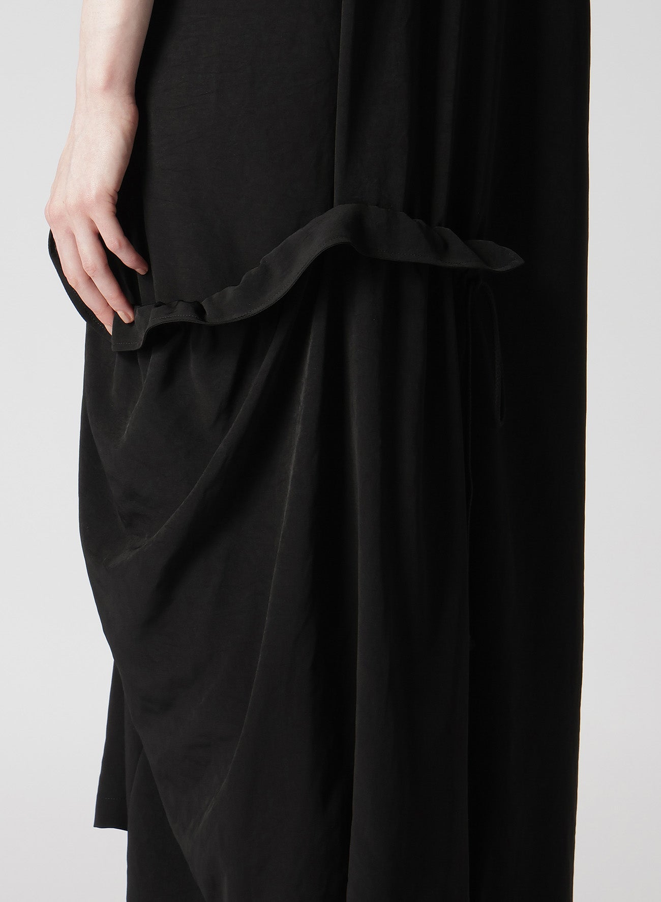 CREPE de CHINE HALF SLEEVE DRAPED DRESS