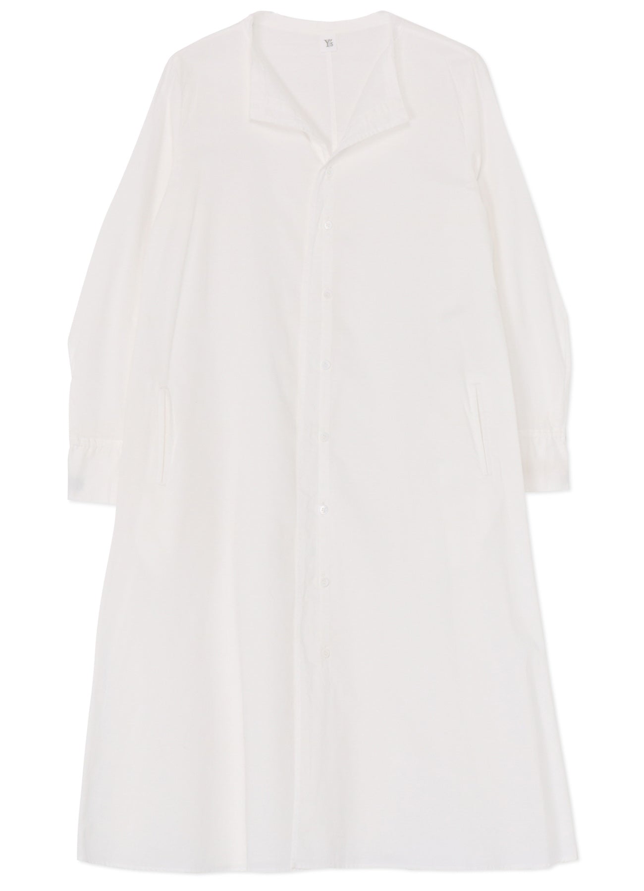 [Y's BORN PRODUCT] THIN COTTON TWILL COLLARLESS A-LINE DRESS