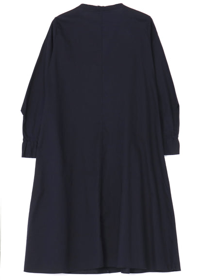 [Y's BORN PRODUCT] THIN COTTON TWILL COLLARLESS A-LINE DRESS