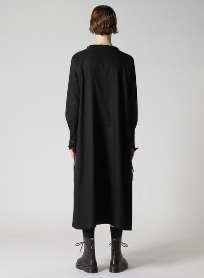 [Y's BORN PRODUCT] THIN COTTON TWILL COLLARLESS A-LINE DRESS