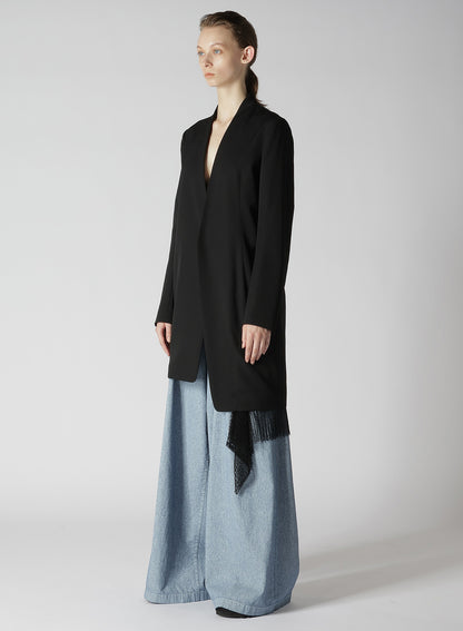 WOOL GABARDINE ASYMMETRIC LONG JACKET