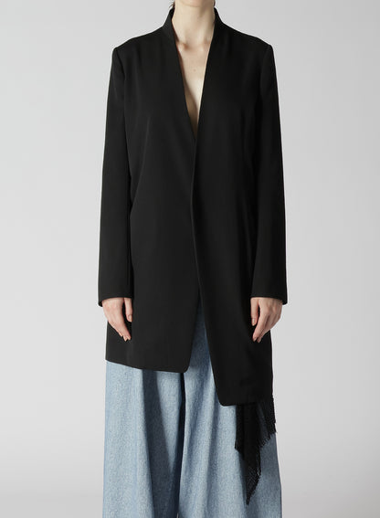 WOOL GABARDINE ASYMMETRIC LONG JACKET