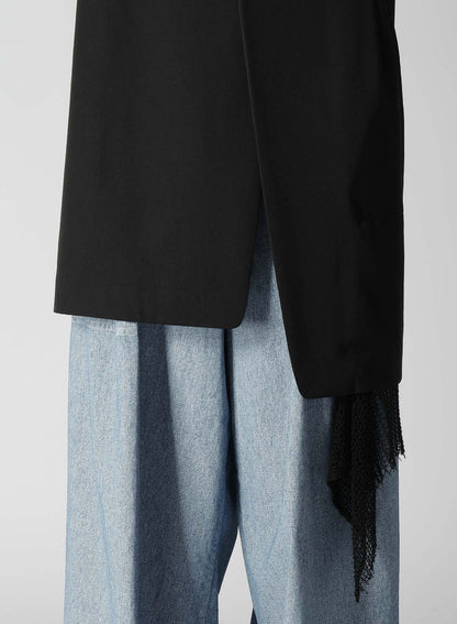 WOOL GABARDINE ASYMMETRIC LONG JACKET