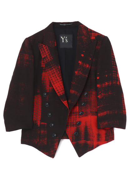 COPIED CHECKED PRINT CROPPED SLEEVE TAIL JACKET
