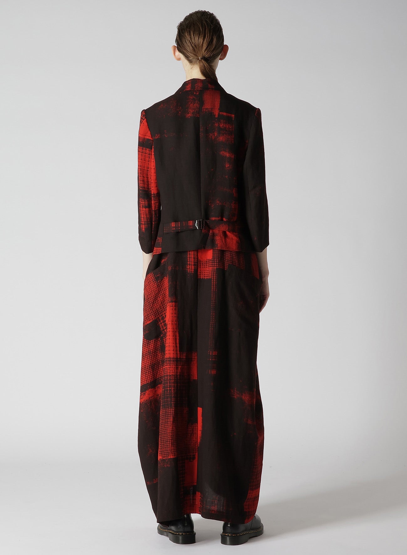 COPIED CHECKED PRINT CROPPED SLEEVE TAIL JACKET