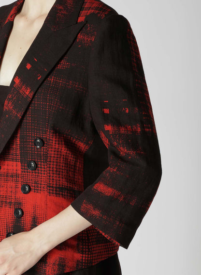 COPIED CHECKED PRINT CROPPED SLEEVE TAIL JACKET