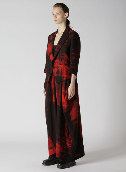 COPIED CHECKED PRINT CROPPED SLEEVE TAIL JACKET