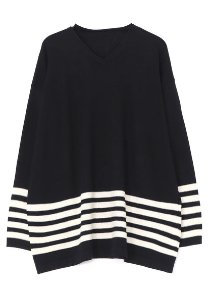 Ry/C TWISTED V NECK OVER SIZED PULLOVER KNIT