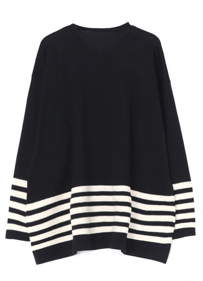 Ry/C TWISTED V NECK OVER SIZED PULLOVER KNIT