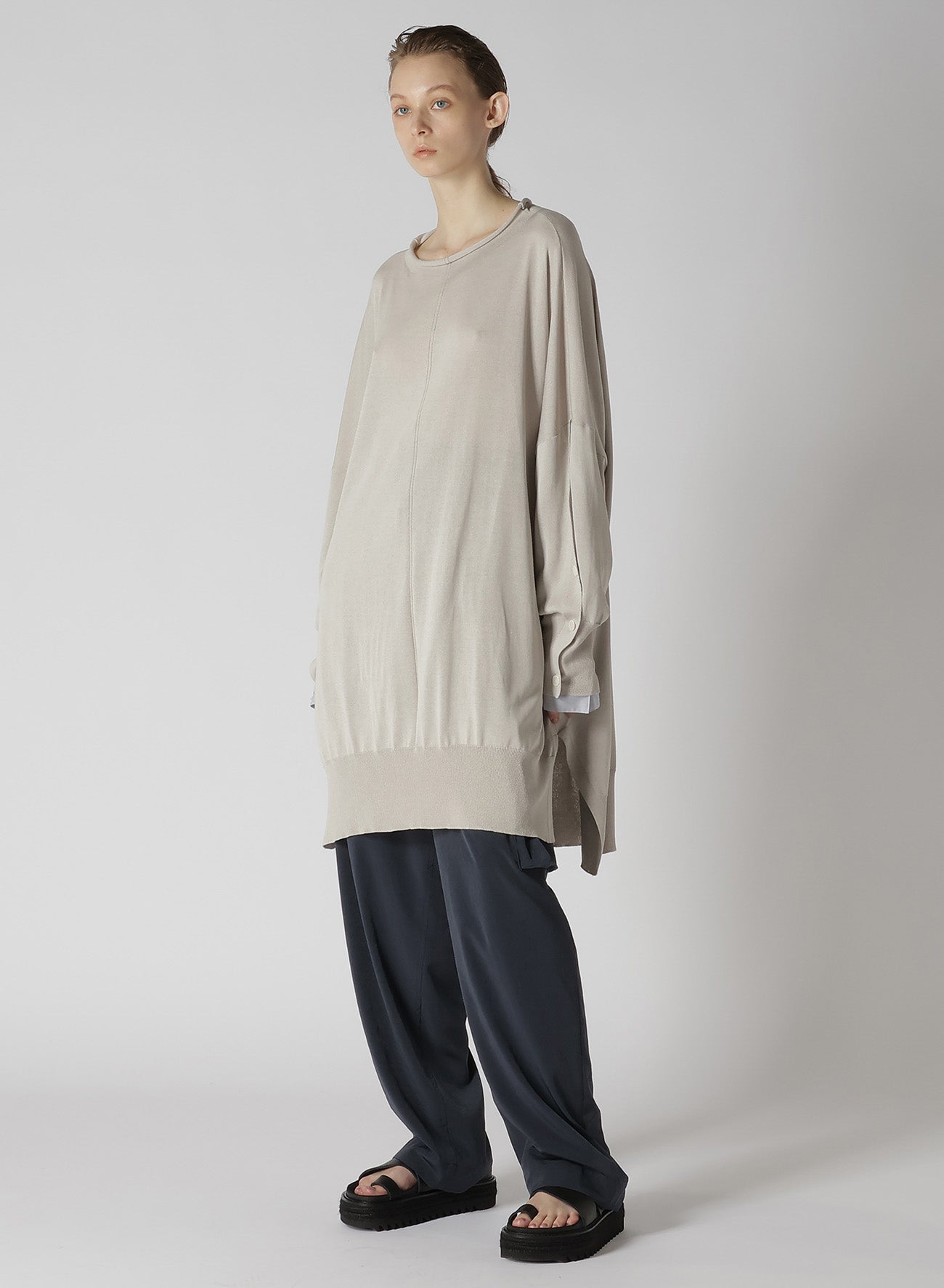 SHIRT SLEEVE LINING JERSEY KNIT DRESS