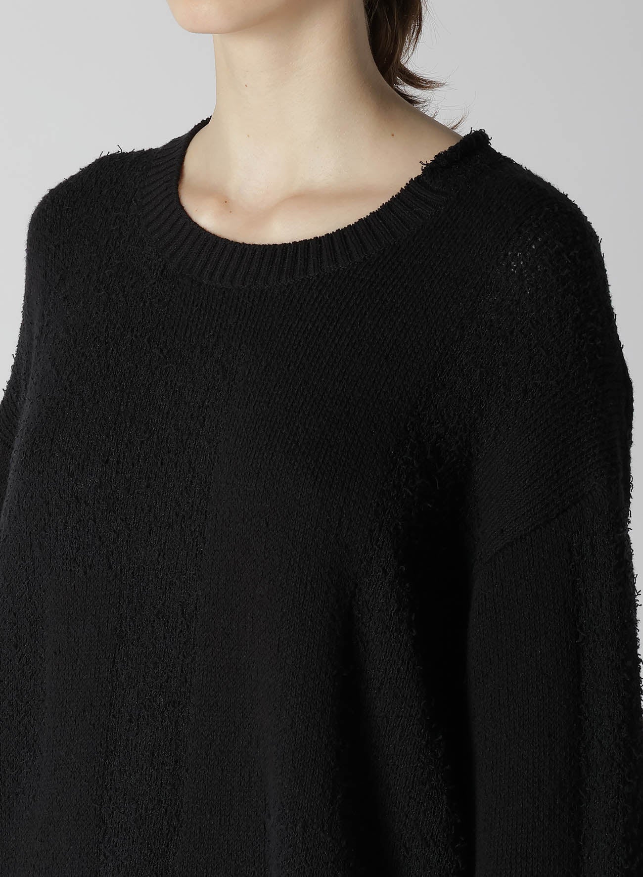 BLOCK CAMO JACQUARD LONG SLEEVE KNIT PULLOVER