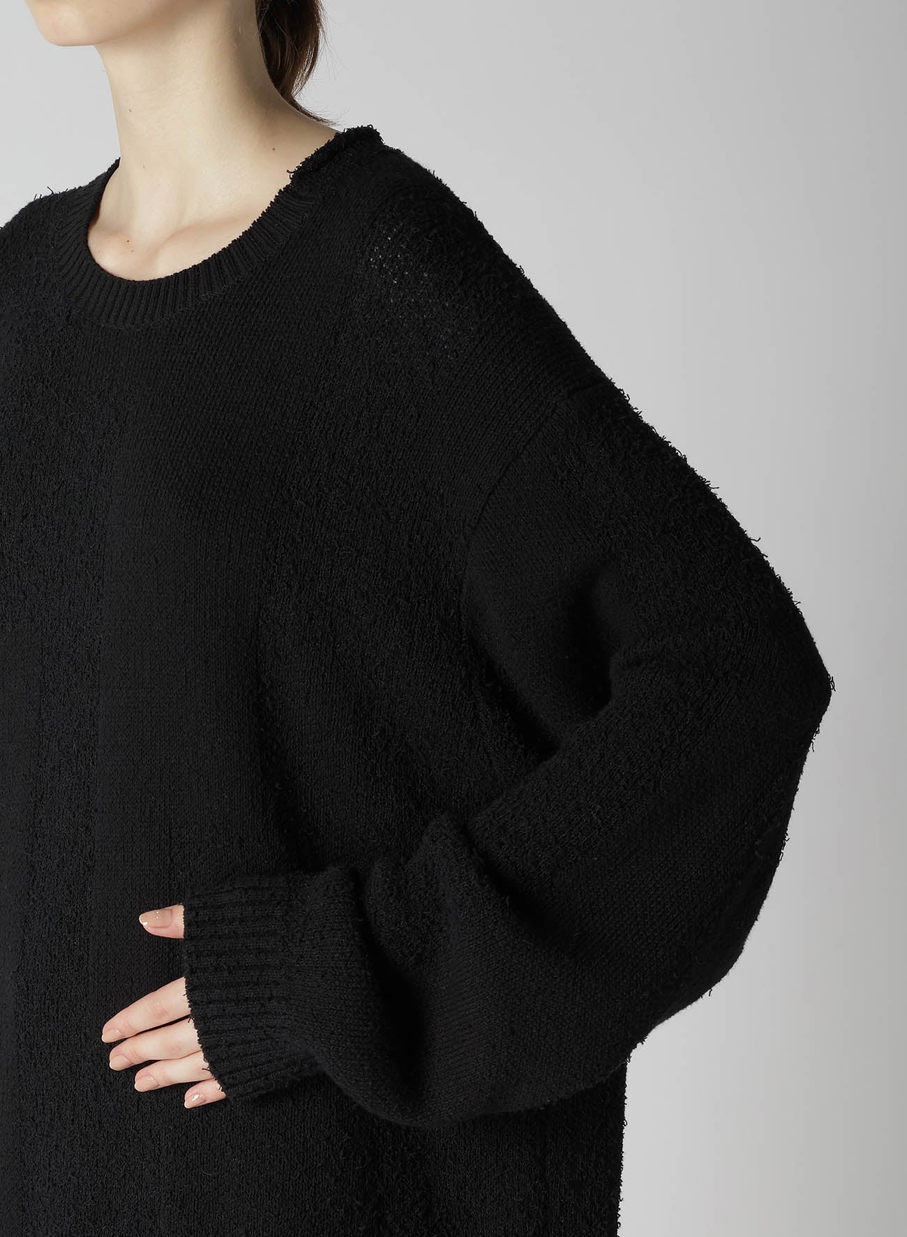 BLOCK CAMO JACQUARD LONG SLEEVE KNIT PULLOVER