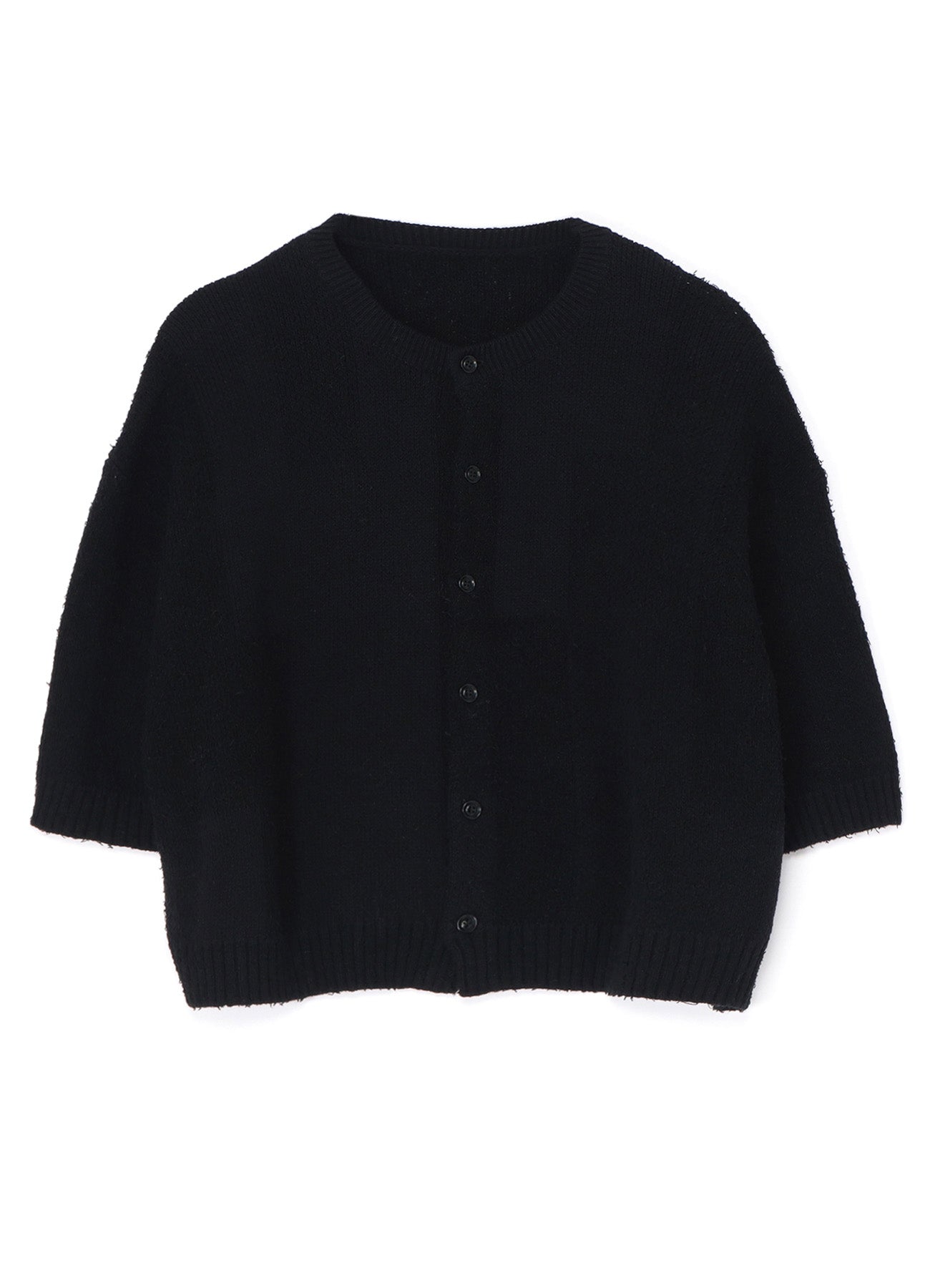 BLOCK CAMO JAQUARD CROPPED HALF SLEEVE KNIT CARDIGAN