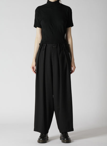 WOOL GABARDINE PLEATED PANTS