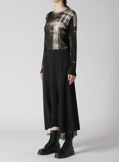 WOOL GABARDINE WAIST STRING ASYMMETRY PANTS