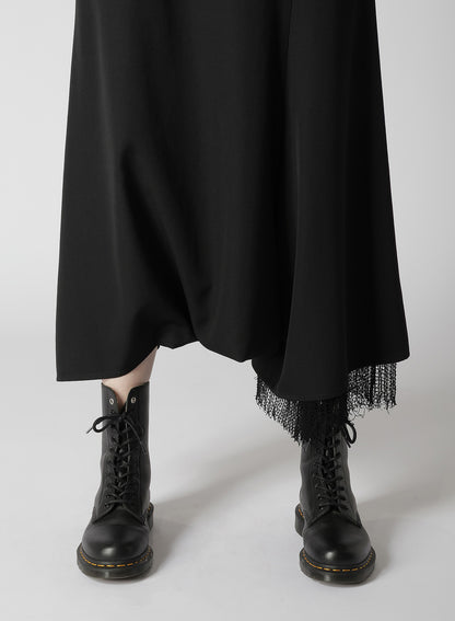 WOOL GABARDINE WAIST STRING ASYMMETRY PANTS