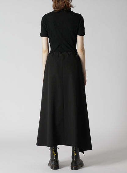 WOOL GABARDINE RIGHT SIDE FLAP SKIRT