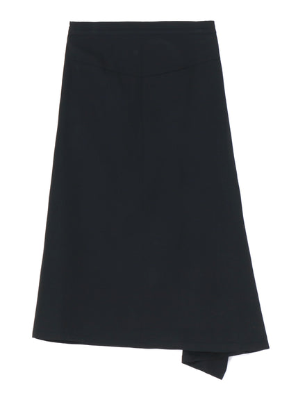 WOOL GABARDINE RIGHT SIDE FLAP SKIRT