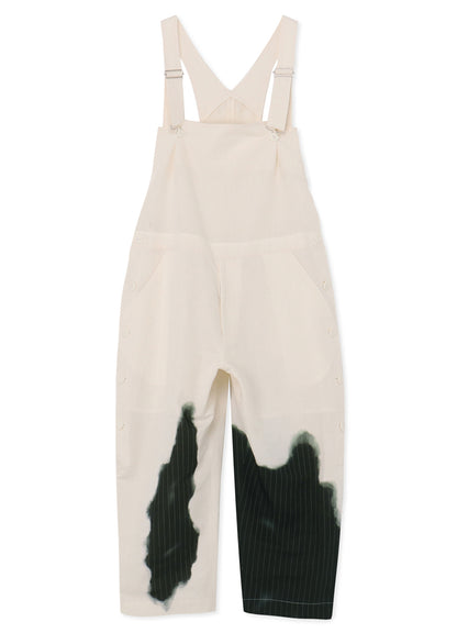 LINEN/COTTON OVERALLS WITH PARTIAL PINSTRIPE PATTERN