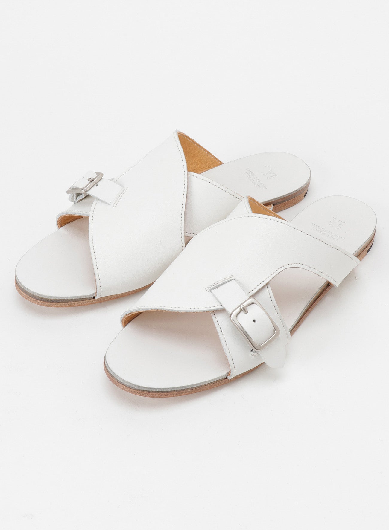 SEMI GLOSS TANNED LEATHER FLAT SANDALS