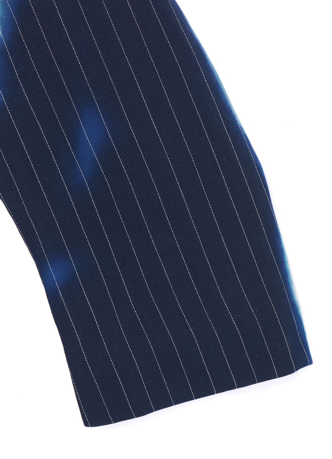 LINEN/COTTON SWALLOWTAIL JACKET WITH PARTIAL PINSTRIPE PATTERN