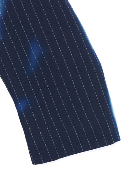 LINEN/COTTON SWALLOWTAIL JACKET WITH PARTIAL PINSTRIPE PATTERN