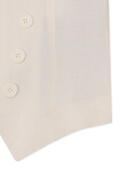 LINEN/COTTON SWALLOWTAIL JACKET WITH PARTIAL PINSTRIPE PATTERN