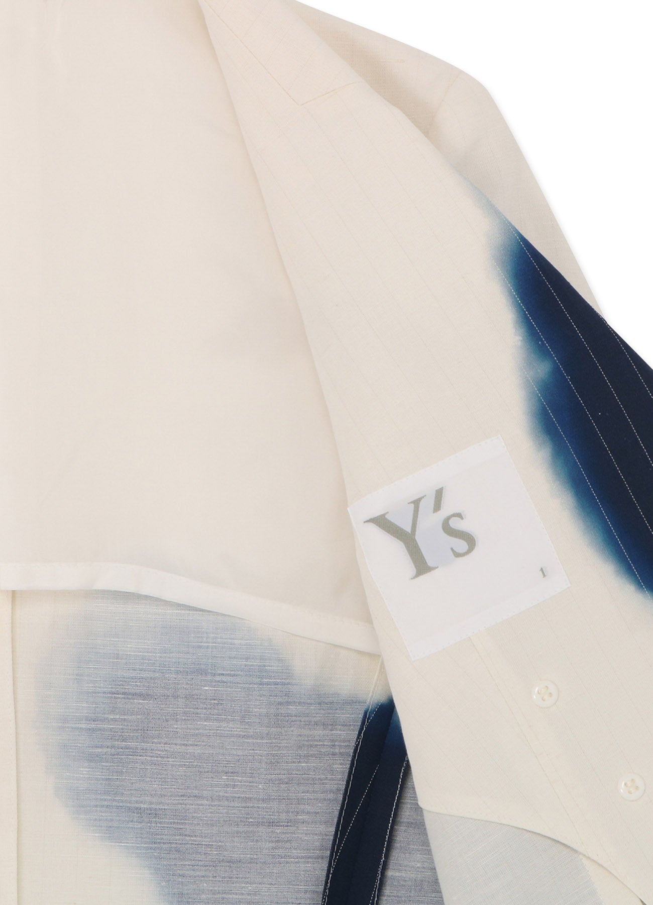 LINEN/COTTON SWALLOWTAIL JACKET WITH PARTIAL PINSTRIPE PATTERN