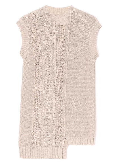 PLAIN STITCH x CABLE KNIT SLEEVELESS PULLOVER