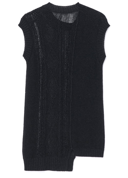 PLAIN STITCH x CABLE KNIT SLEEVELESS PULLOVER