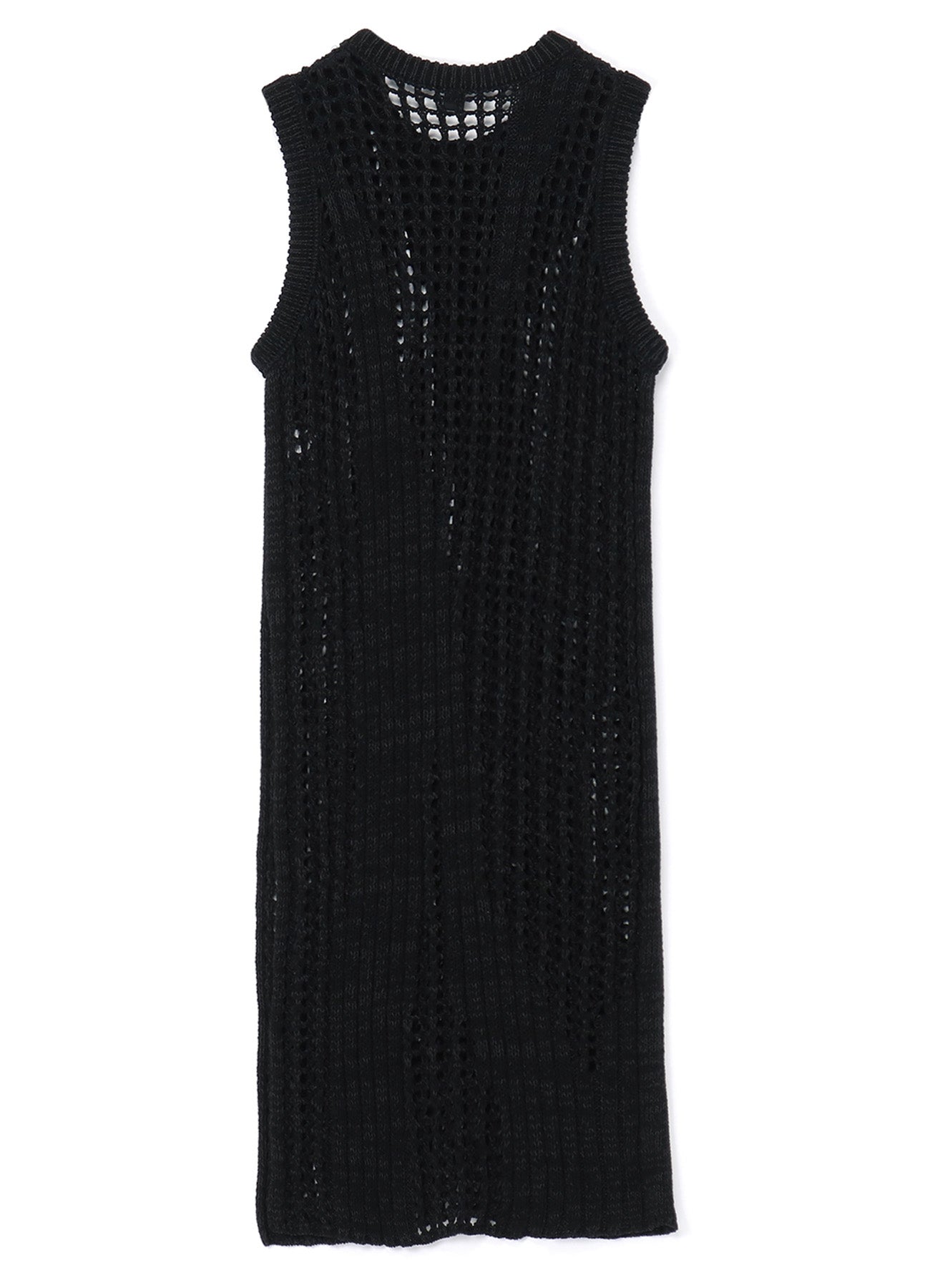 RIB STITCH/MESH SLEEVELESS DRESS