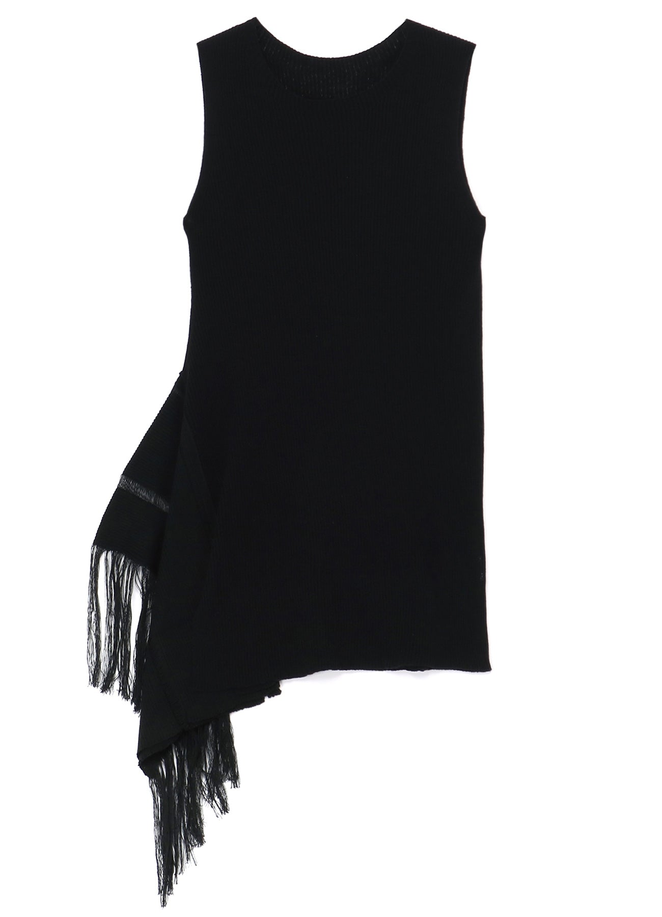 WHOLEGARMENT RIB FRINGE NO SLEEVE PULLOVER