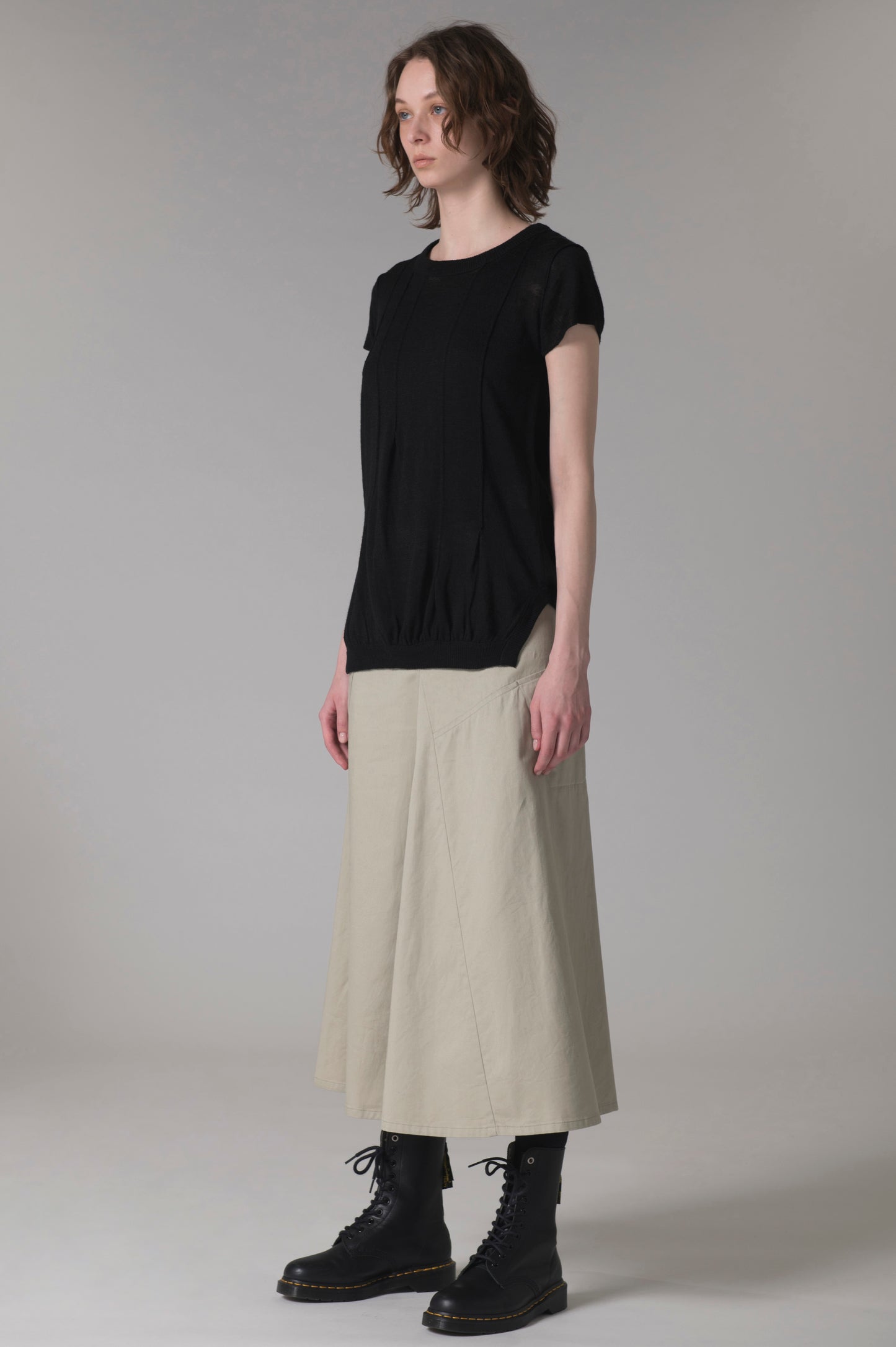 PLAIN STITCH PLEATED PULLOVER