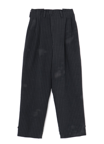 LINEN/COTTON PIN-STRIPE UNEVENLY DYED 2 PLEAT PANTS
