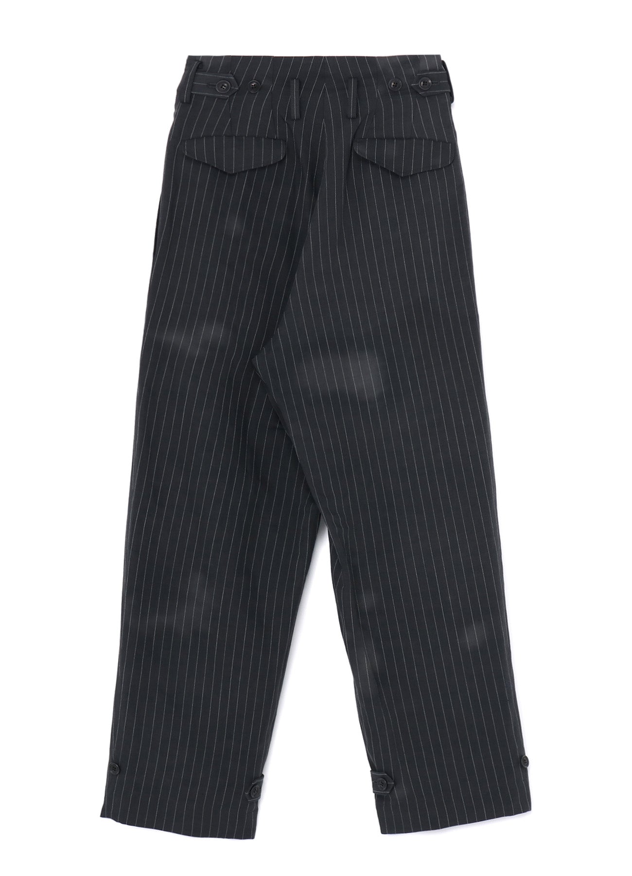 LINEN/COTTON PIN-STRIPE UNEVENLY DYED 2 PLEAT PANTS