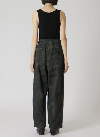 LINEN/COTTON PIN-STRIPE UNEVENLY DYED 2 PLEAT PANTS