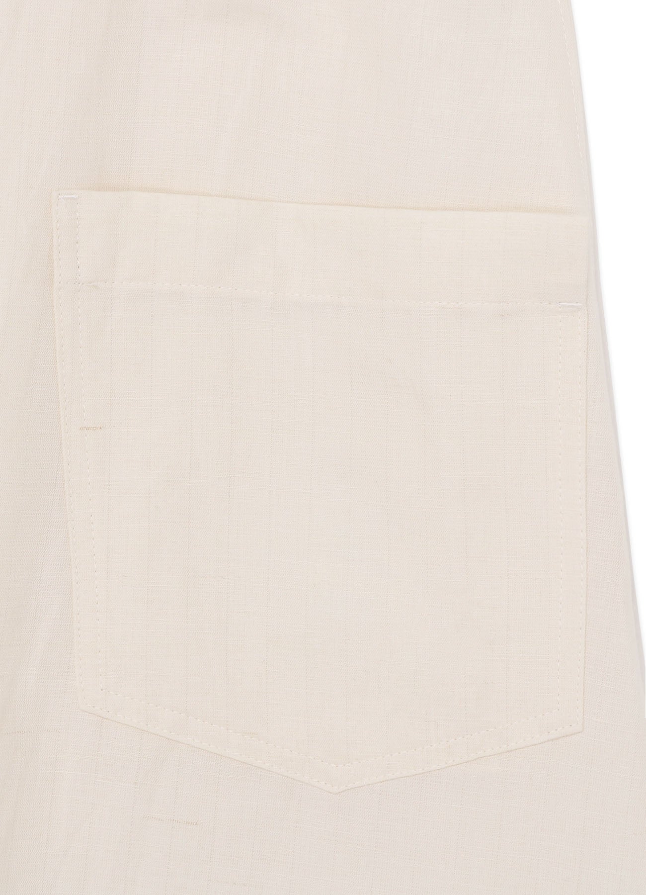 LINEN/COTTON ASYMMETRIC DRAWSTRING PANTS WITH PARTIAL PINSTRIPE PATTERN