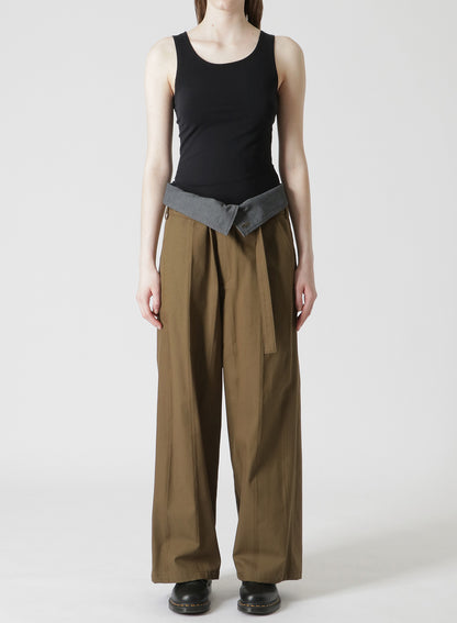 DOBBY CHINO BELTED HIGH WAIST PANTS