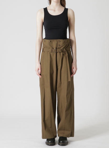 DOBBY CHINO BELTED HIGH WAIST PANTS