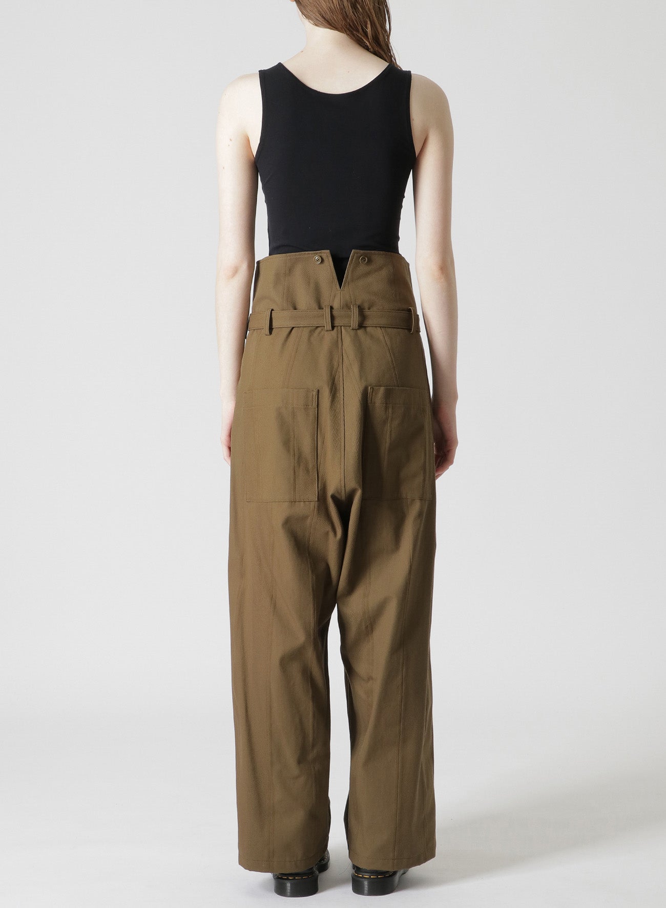 DOBBY CHINO BELTED HIGH WAIST PANTS