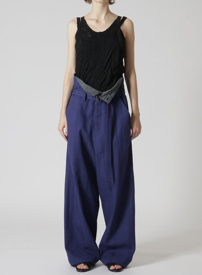 DOBBY CHINO BELTED HIGH WAIST PANTS