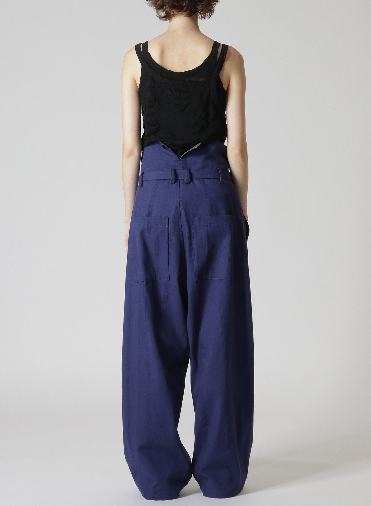 DOBBY CHINO BELTED HIGH WAIST PANTS