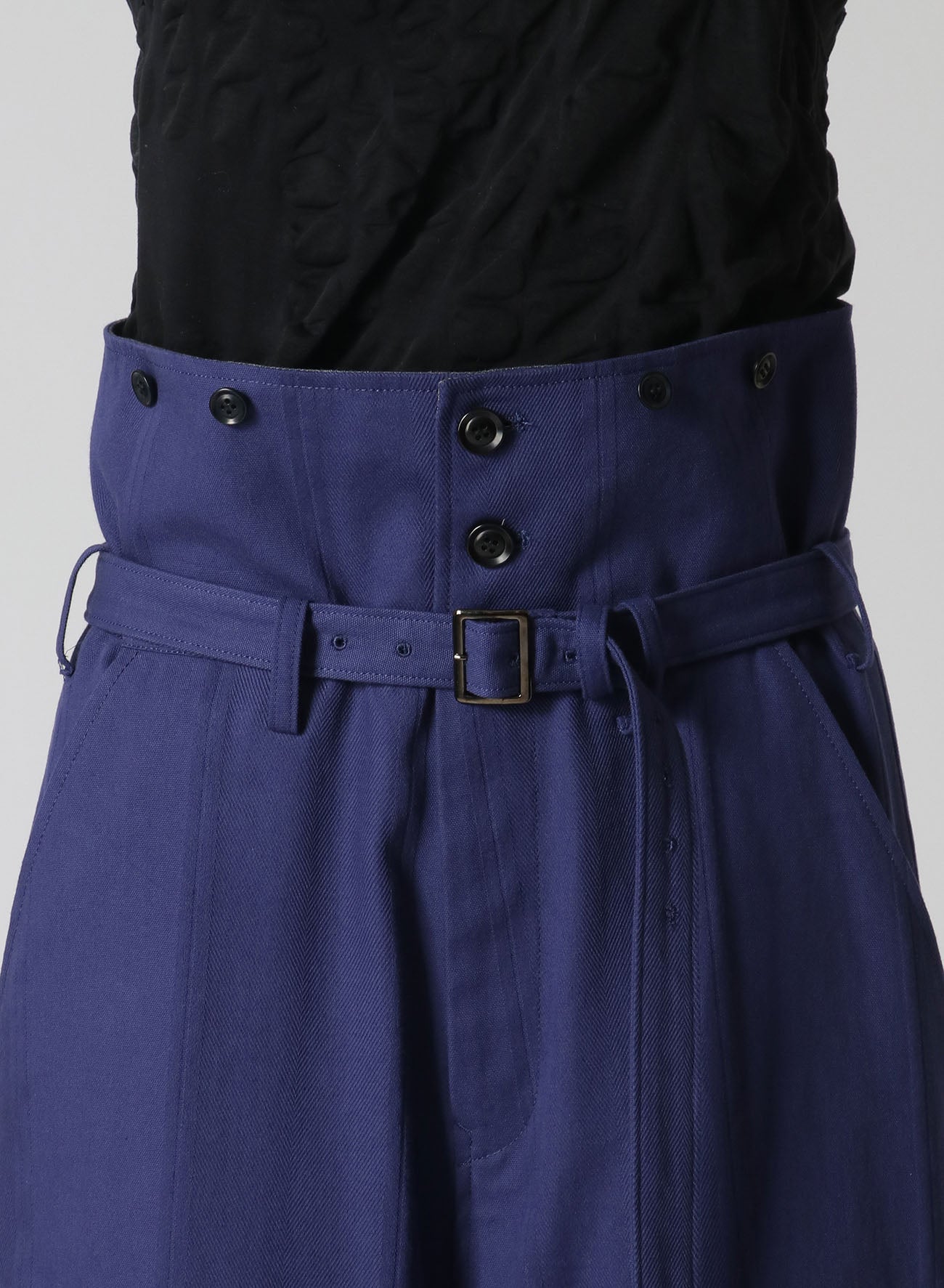 DOBBY CHINO BELTED HIGH WAIST PANTS