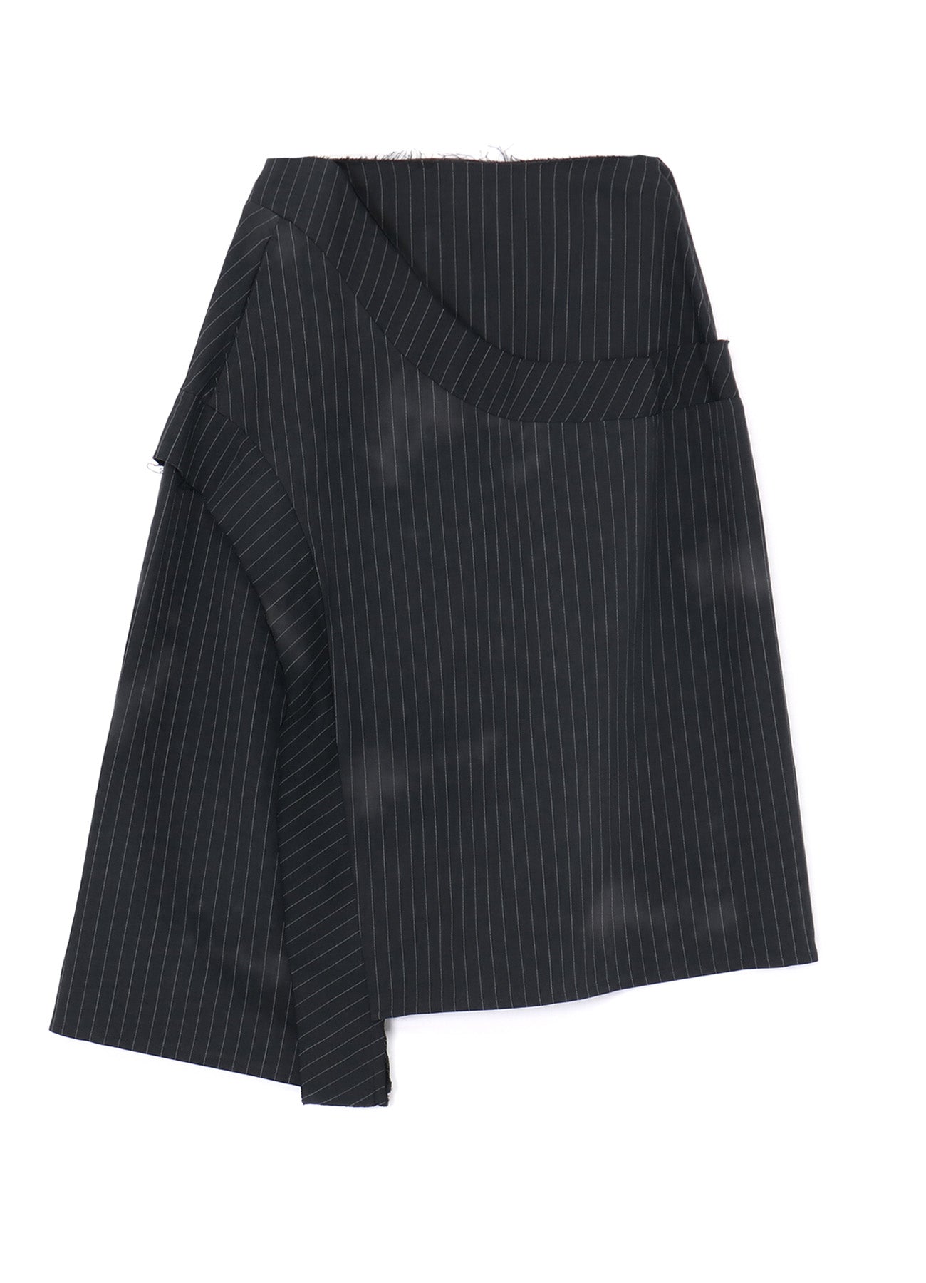 LINEN/COTTON PIN-STRIPED UNEVENLY DYED FLARED SKIRT